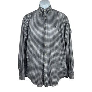 Ralph Lauren Men Casual Shirt Plaid Blue White Sz 15 1/2 34/35